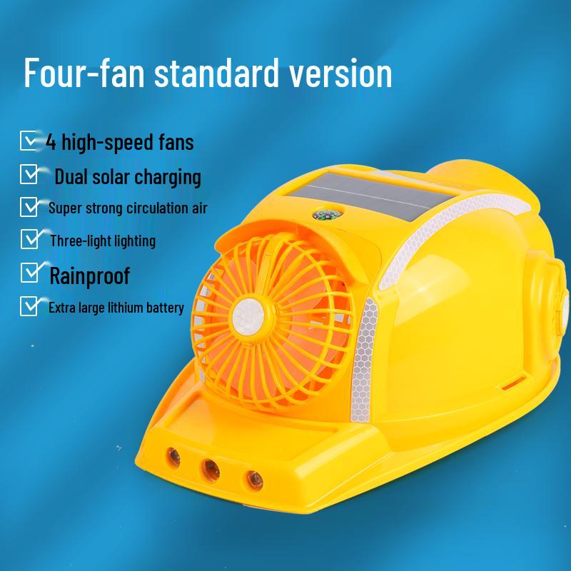 Six-Fan Multifunctional Cooling Hat with Solar Bluetooth Headlamp