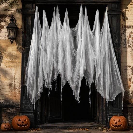 Halloween Gaze Dekorationen Gruselige Deko, Blutiges Gruseliges Hängendes Tuch, Spukige Nachtclub Bar Horror Kulissen Vorhang Netz für Geisterhaus Party