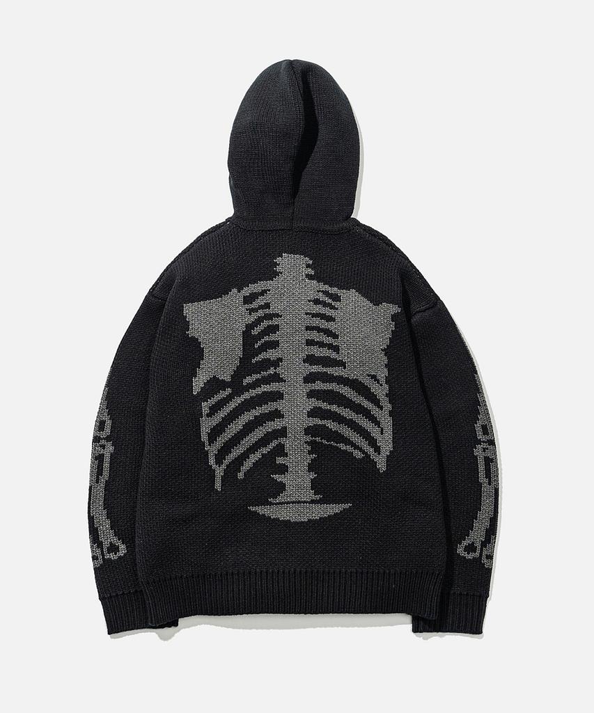 VASTIC Bone Jacquard Hoodie Knit_Black / Charcoal