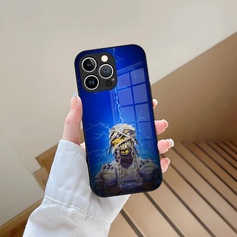 Skeleton Rock Band fashion Phone Case Tempered Glass For iPhone 13 15 14 12 11 Pro Max Plus Mini X XR XS 8 7 6s SE2020 Coque