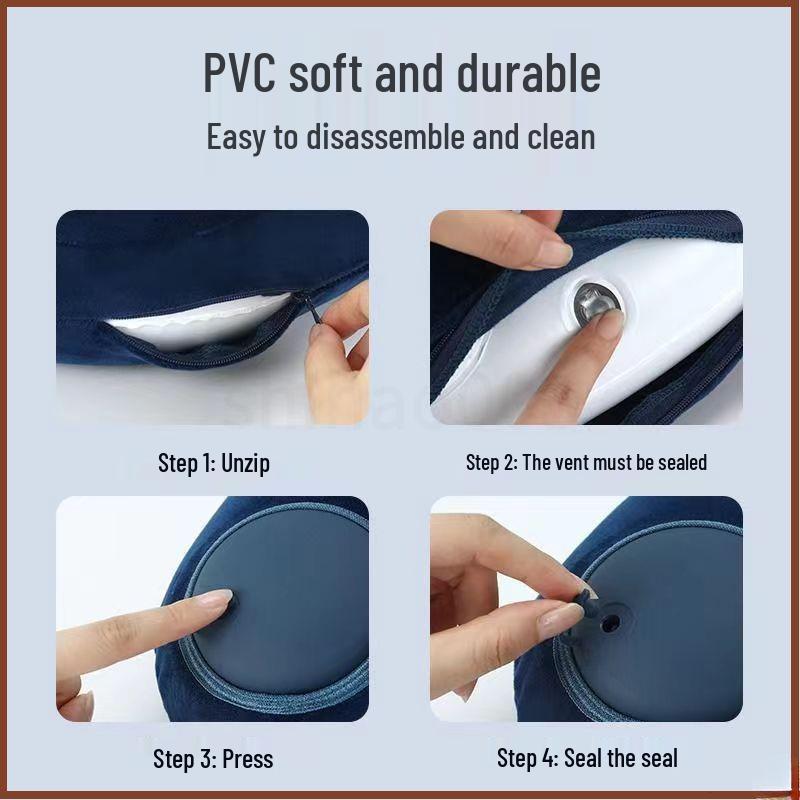 U-förmiges Reise-Nackenkissen - Zum Aufblasen drücken, Tragbare Stütze für Flüge und Geschäftsreisen