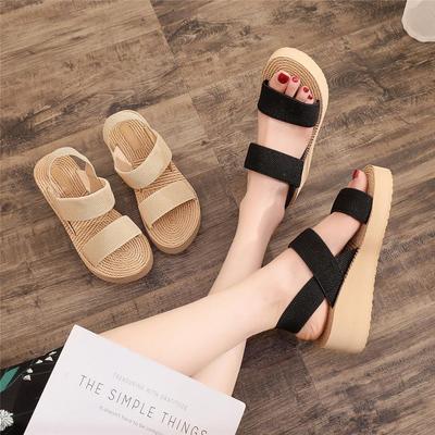 Women's 2024 Summer Korean Cross-Strap Thick-Soled Roman Sandals