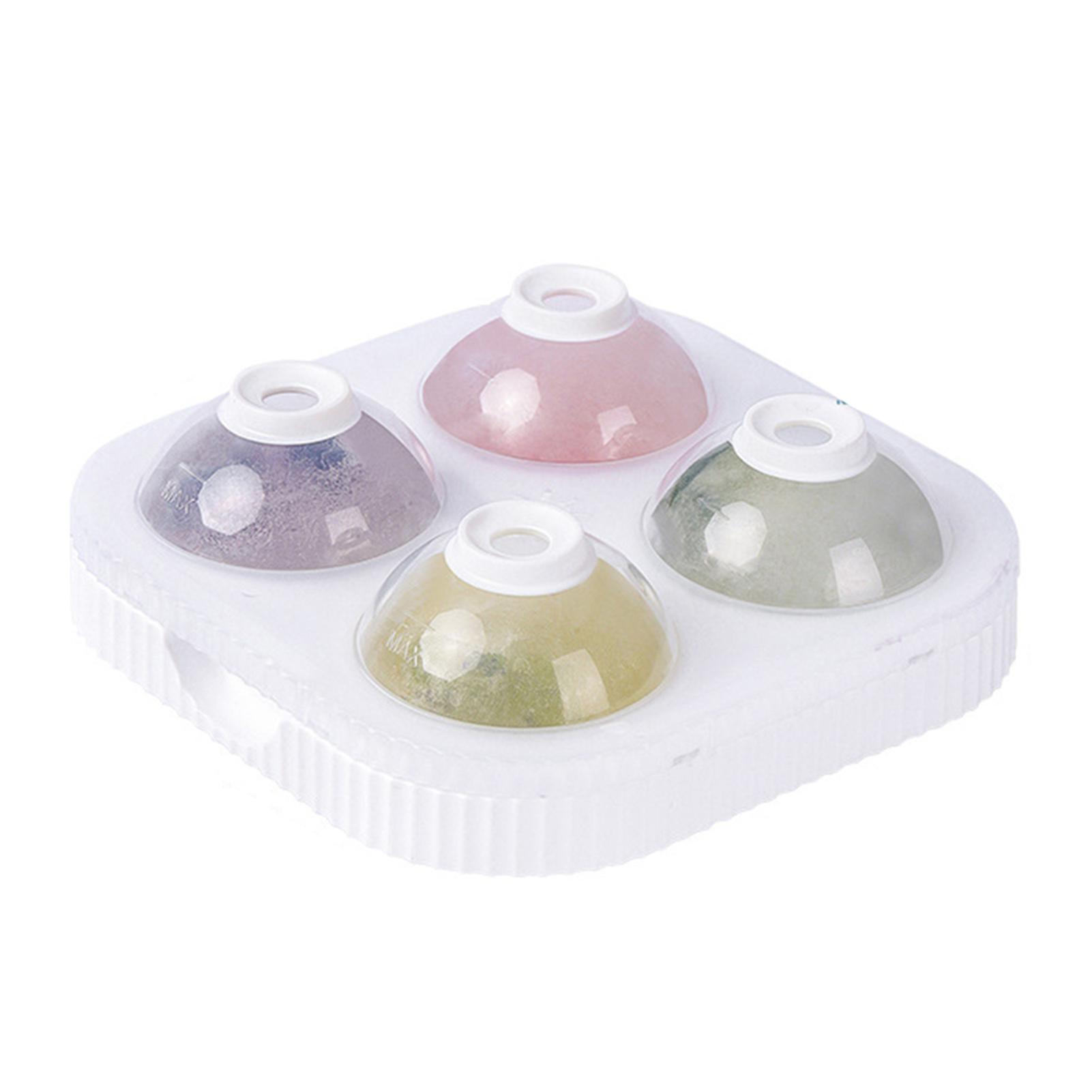 3D Round Ice Ball Making Stencil With Lid 4-Grid Multipurpose DIY Ice Cubes Tray