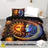 Fantasy Galaxy Duvet Cover Set - Breathable Polyester Bedding Sets With Zipper Closure, Sun And Moon Mandala Pattern, All-Season