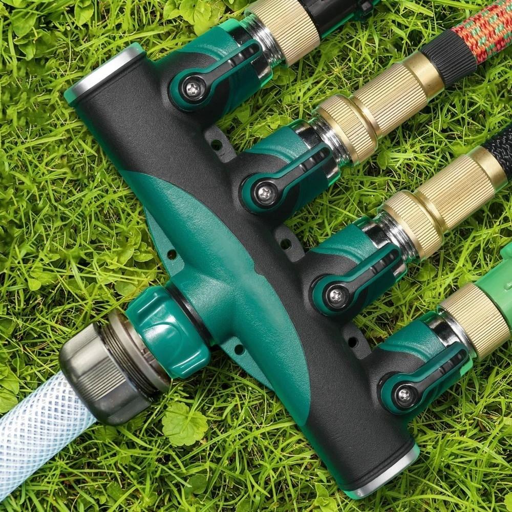 3/4 Inch 4 Way Hose Connector Splitter Adjustable Zinc Alloy Garden Irrigation Splitters Corrosion Resistant