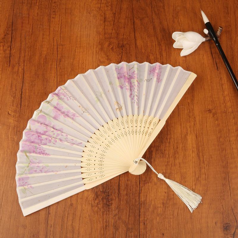 Vintage hedvábný skládací ventilátor Čínské japonské umělecké řemesla Dárek Domácí dekorace Tanec Ruční ventilátor Bambusové ventilátory Foto rekvizity