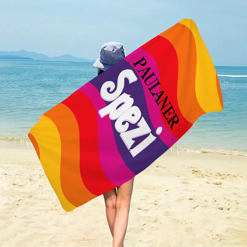 1 Stück großes Strandtuch mit Buchstabenaufdruck, schnell trocknendes, saugfähiges, weiches Strandtuch, für Schwimmen im Freien, Urlaub, Camping