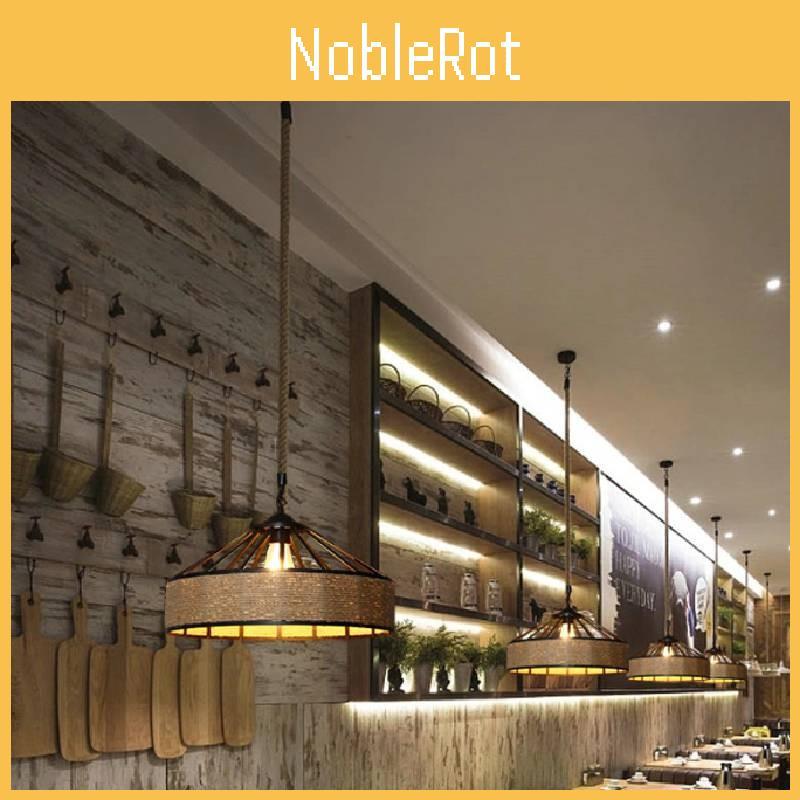 Stylish Industrial Iron And Rope Hanging Light Fixture For Retro Restaurant Atmosphere