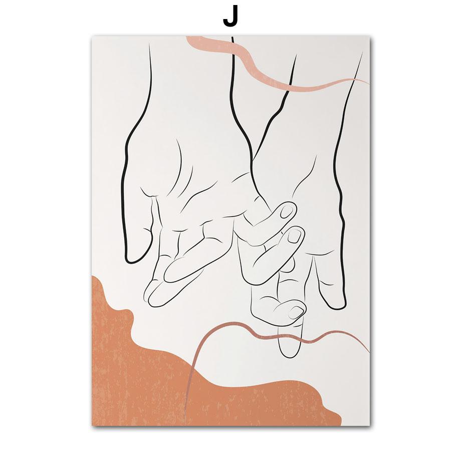 Bohemian Fashion Woman Plant Couple Abstract Lines Nordic Posters Prints Wall Art Canvas Painting Living Room Home Decor