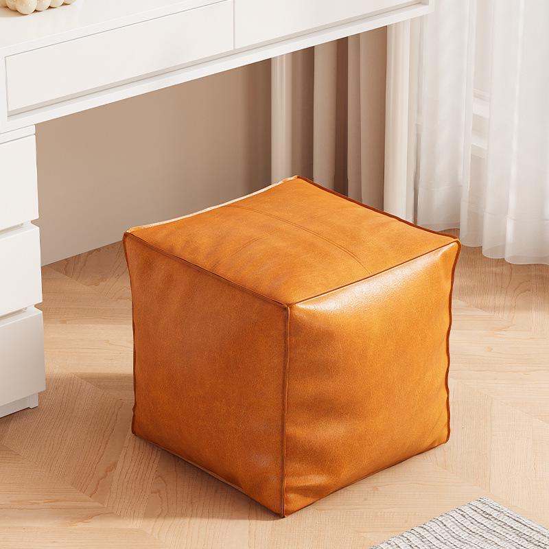 Skórzany marokański puf: Puf z funkcją przechowywania do salonu, Podnóżek do sofy, Stojak na nieużywane ubrania, Stołek do wykuszowego okna