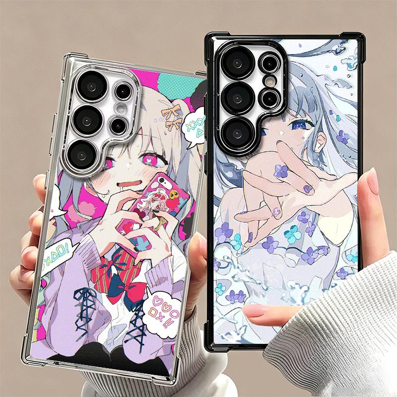 Anime Kwaii Girl Ins Style Plating Phone Case For Samsung Galaxy S24 S25 FE S26 Edge S23 Ultra S22 S21 Plus S20 Anti-Fall Airaba