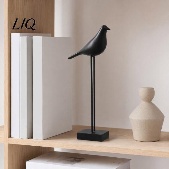 Modern Resin Bird Ornaments Black & White Figurine, Minimalist Art Sculpture for TV Cabinet Decorations Bookshelf Office Desk, Elegant Home