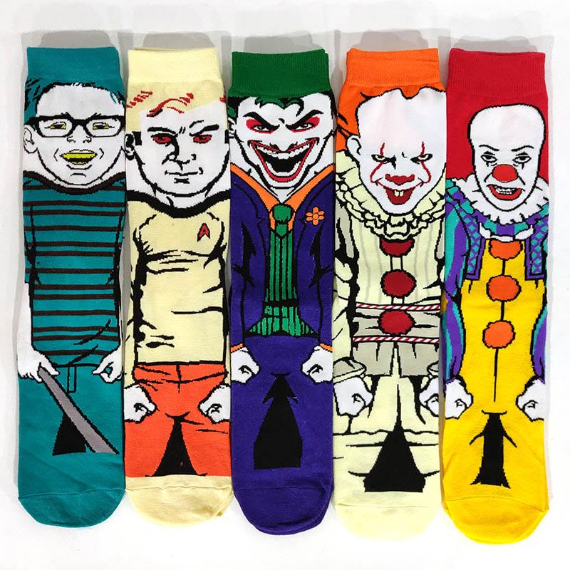 5 Pairs/Pack Men Funny Socks Casual Hip Hop Creative Cartoon Novelty Calcetines Hombre Street