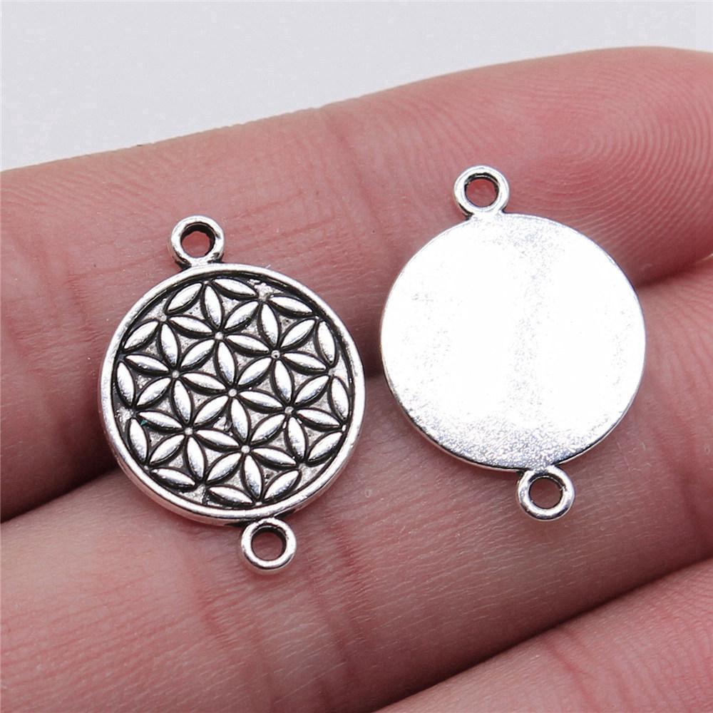 Flower Petal Connectors Botanical Themed Antique Bronze Zinc Alloy Jewelry Making Connect Charms Extender Connectors