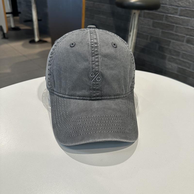 Simple small symbol embroidery retro washed cotton soft top baseball cap spring and summer outdoor sunshade curved brim hat