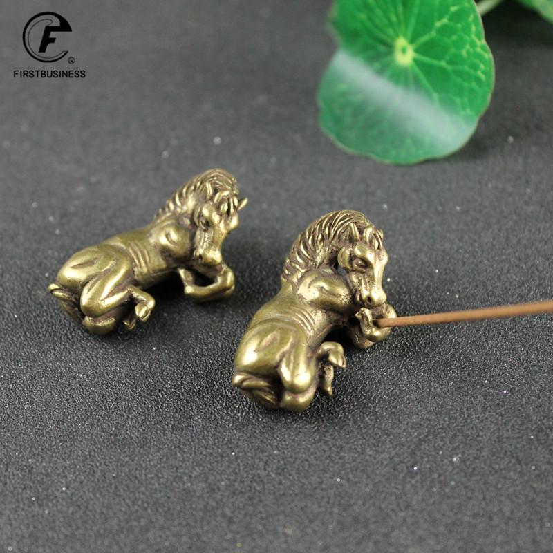 Vintage Pure Copper Horse Miniatures Figurines Ornaments Brass Lucky Wealth Horse Figures Tea Pet Antique Collection Desk Decor