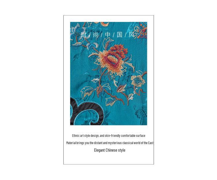 2025 Women's Ethnic Jacquard Satin Embroidered Frog Button Loose Top Coat