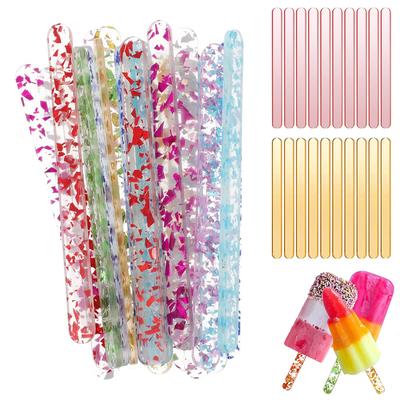 20Pcs Reusable Ice Cream Sticks Acrylic Popsicle Stick Clear Acrylic Ice Cream Sticks DIY Crafts BJL004