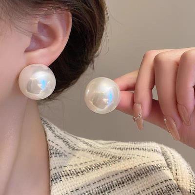 Orecchini a lobo rotondi in perla oversize di alta gamma - Gioielli statement alla moda francesi per donna