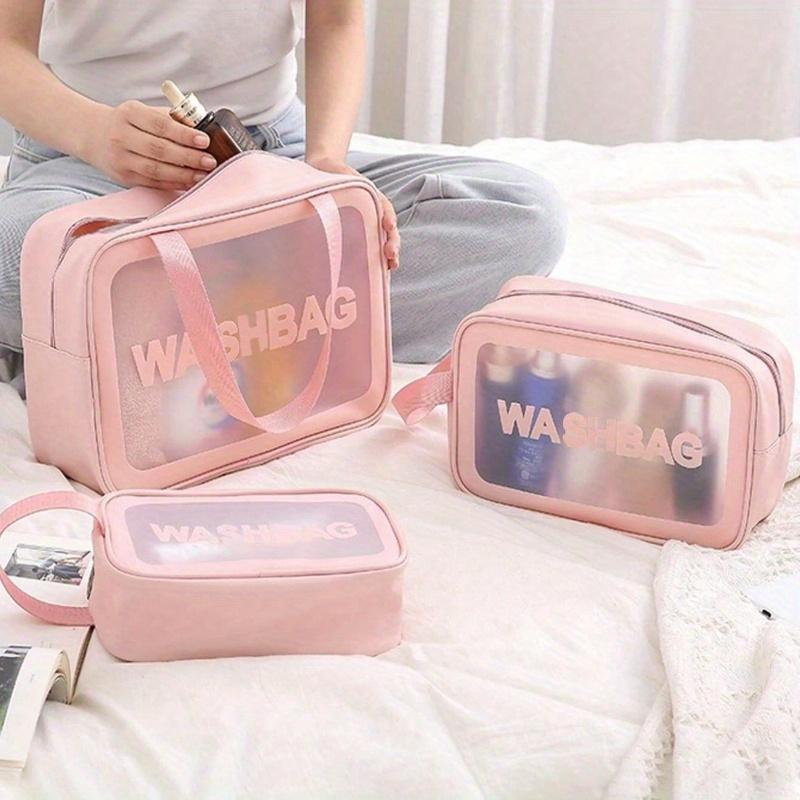 

Набор из 3 косметичек большой вместимости, косметичка из ПУ кожи, предметы первой необходимости для общежития, подарок для подружки невесты, подарок для женщин, подарок на день рождения, подарок для друзей 3pcs розовый