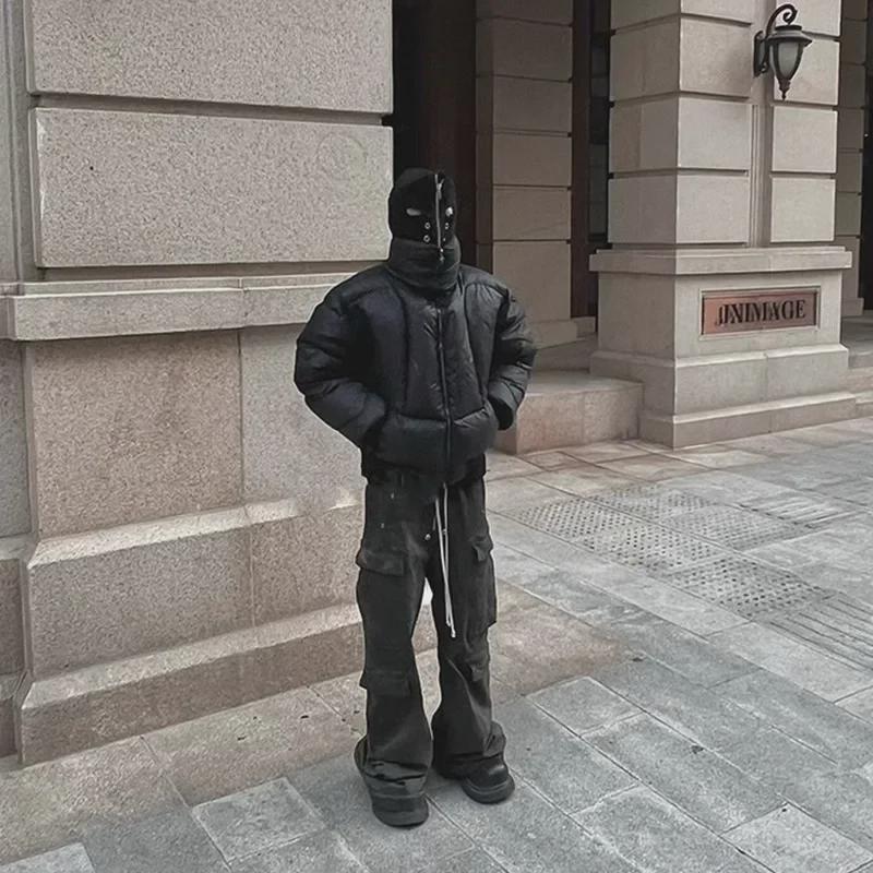 Herren Vintage Amerikanische Kurze Stehkragen Baumwolljacke - Trendige High-End Schwarze Herbst/Winter Jacke