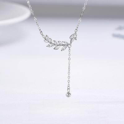 Wheat Ear Leaf Tassel Necklace Female Mori Small Fresh High-end Exquisite Leaf Pendant Collarbone Chain Female