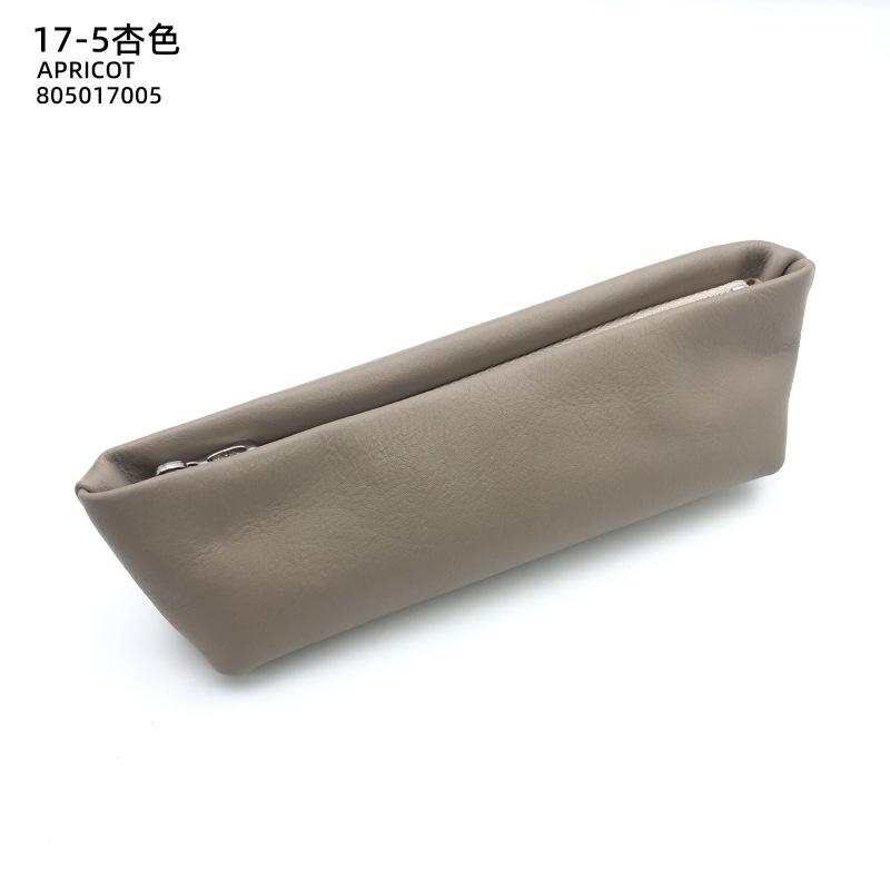 

Engrave Name Zipper Business Pen Bag Large Capacity Cowhide Pencil Case Personalized Student Pen Pouch Purse Cosmetic Bag Wallet абрикосовый