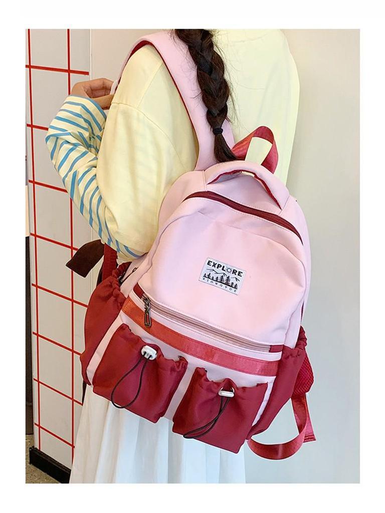 Large Capacity Backpack for Primary and Junior High Students - Durable Color Block Design for Outings, Third and Fourth Grade