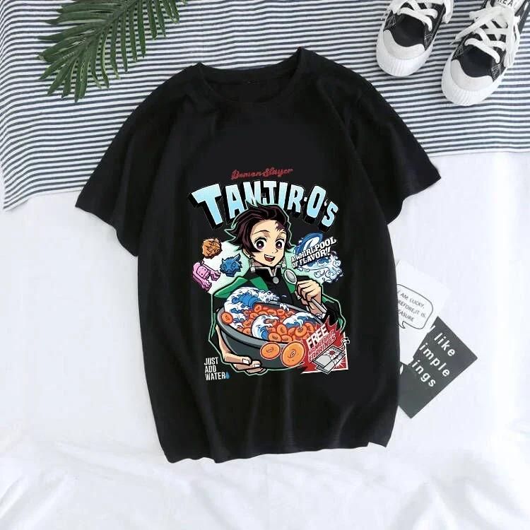 Women T-shirt Kaus Grafis Anime Demon Slayer Uniseks Tanjirou Kamado Kaus Wanita Kimetsu No Yaiba Nezuko Kaus Wanita