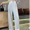 Spring and Autumn Solid Casual Wide Leg Pants Women Fashion Elegant Loose High Waist Trousers Women Straight Slim Fit Fashion Ladies Long Pants 25893