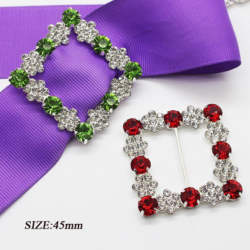 New 45X45MM 2Pcs Fashion Square Crystal Rhinestone Buckles Wedding Invitation Card Decoration DIY Hair Accessories