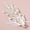 Fermagli per Capelli a Forma di Piuma Tiarine Gioielli per Capelli da Sposa per Donne Fermaglio per Capelli con Cristallo e Perla Nuova Moda Fermagli Pettinini da Sposa per Donna