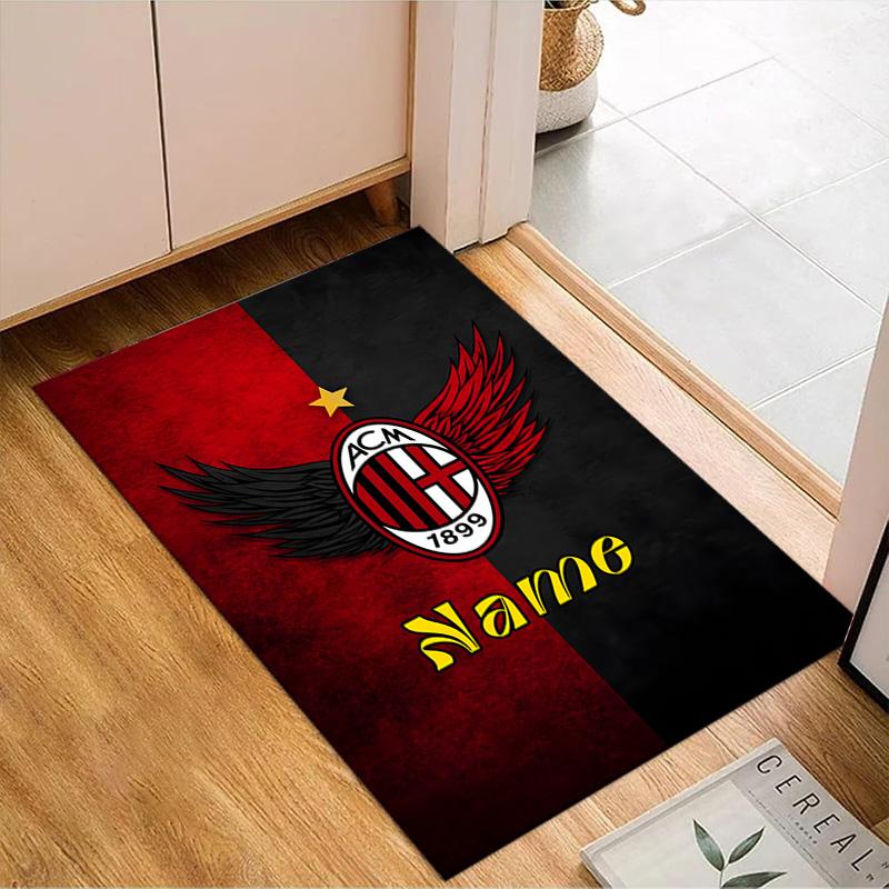 Custom Name AC-Milan Emblem Rug Game Carpet, Floor Mat for Bedroom Living Room Entryway Rug, Home Decor Idea Gift for Christmas Birthday