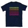 Retro State of Louisiana Inline Font Disco Neon Short-Sleeve Unisex T-Shirt