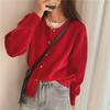 Core-Spun Sand Knit Cardigan: Layered, Loose-Fit Sweater Coat, Korean and Western Style Women's Top.
