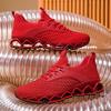Flying Woven Men's Shoes Spring Air Mesh Blade Red Sports Running Casual Trendy Shoes Versatile Men's Factory