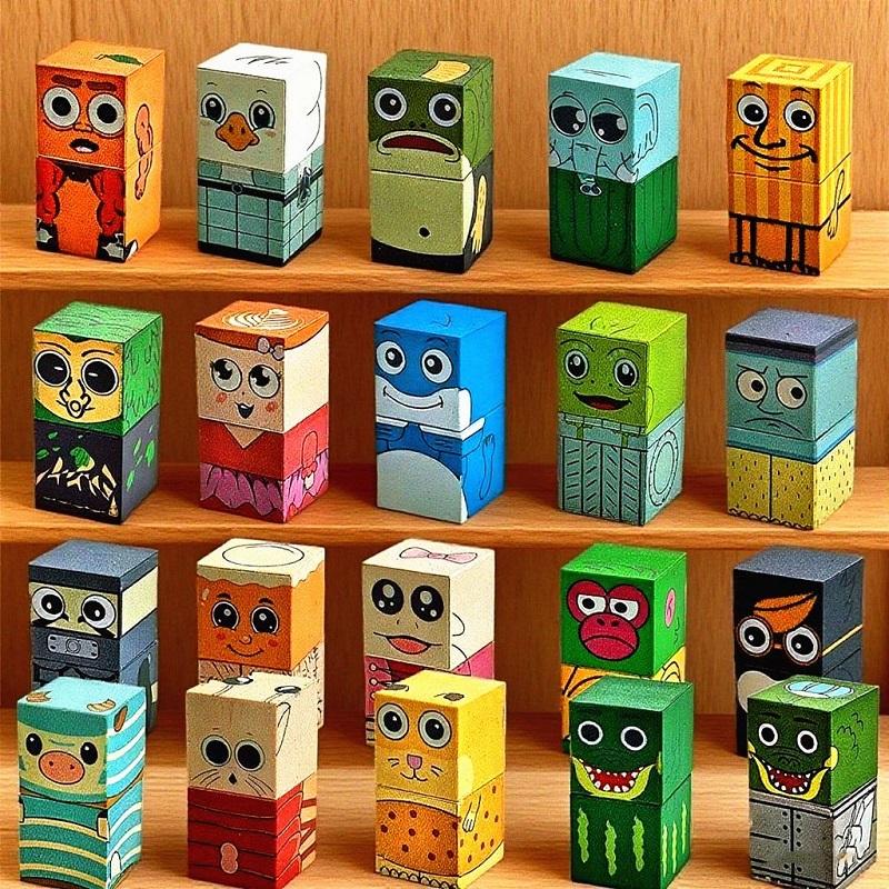 AI Character Magnetic Building Blocks Tung Tung Tung Sahur Assembly Building Blocks Character Building Blocks Tabletop Game