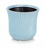 Osłonka ceramiczna na kwiatki 14 cm doniczka niebieska w prążki 1 szt.