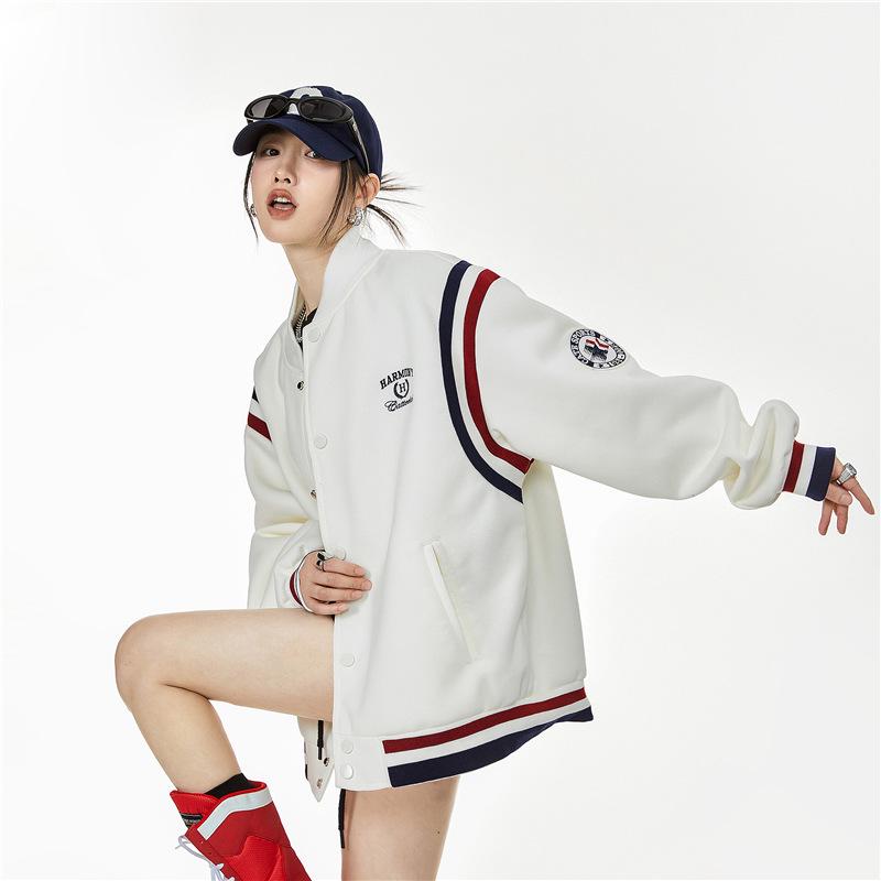 ICH MODE Women's Retro Color Block Baseball Jacket - Spring 2025 Collection
