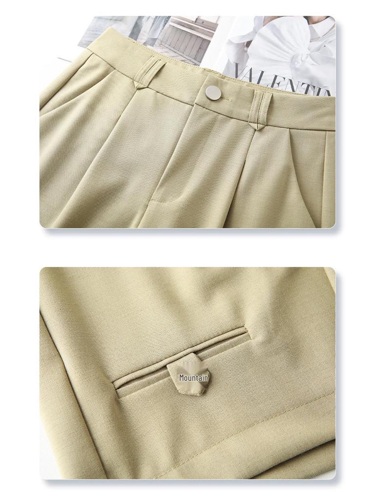 Women's High-Waist Khaki Slimming Shorts - Spring 2025 Collection