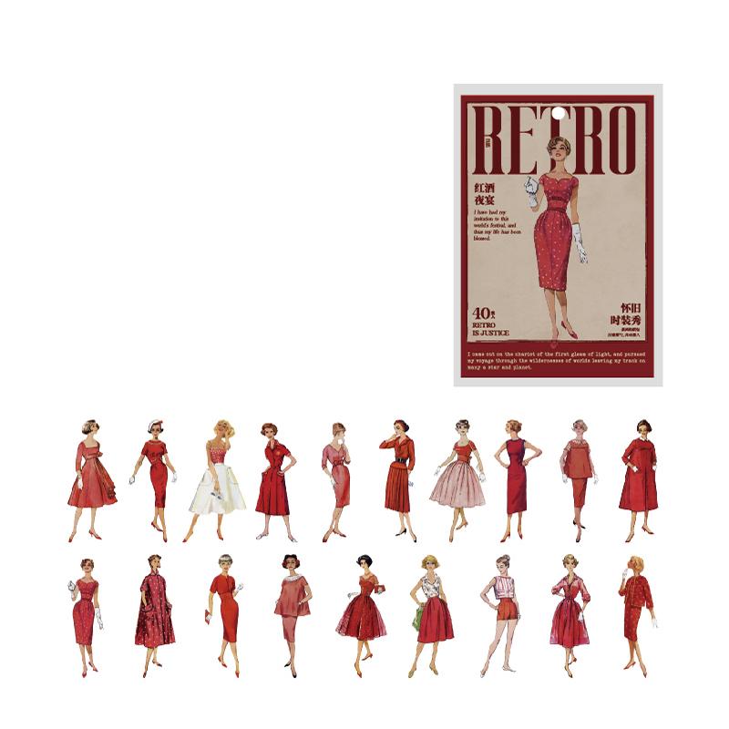

40pcs Vintage Fashion Show Decorative DIY Craft Stickers Retro characters Scrapbooking Material Label Diary Supplies