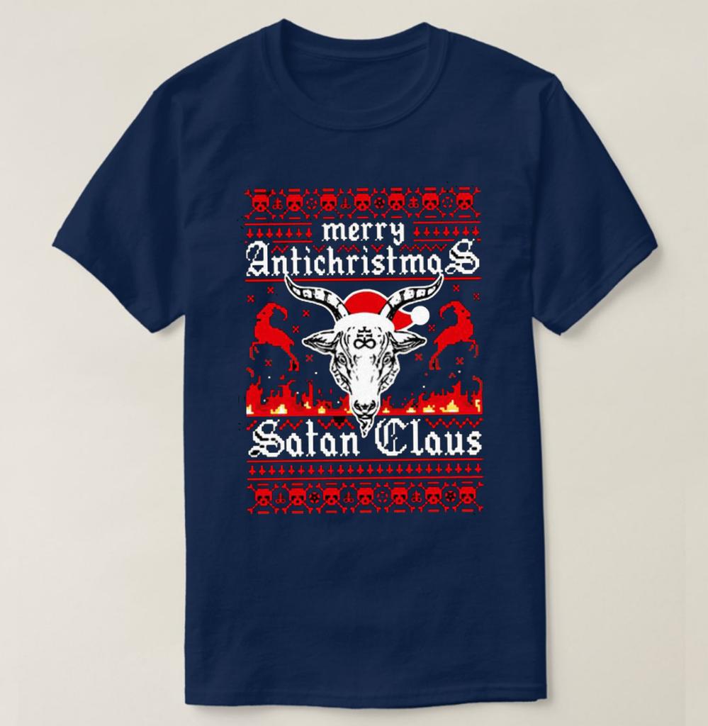 Merry Antichristmas Satan Claus Ugly Christmas Sweater TShirt 100 Cotton ONeck Short Sleeve Casual Mens Tshirt Size S3XL