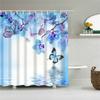 Flower Painting Printed Mildew Proof Polyester Shower Curtains Washable Waterproof Shower Curtains For Bathroom Home Decor