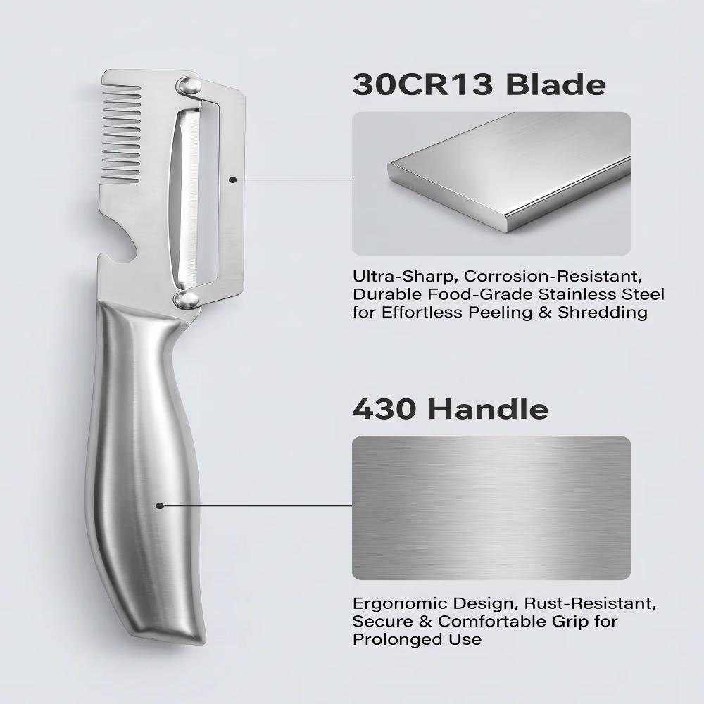 Stainless Steel Edge Peeler Potato Peeler Multifunctional Grater Kitchen Tool for Peeling Sugarcane, Lettuce, And Pumpkin