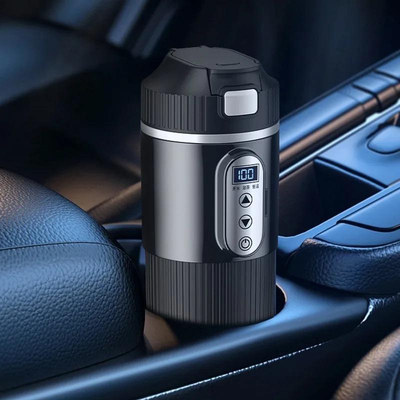 12V 24V Electric Heating Car Kettle 500ML Heater Cup Stainless Steel Fast Heat Water Cup for SUV Truck Camping Travel Kettle