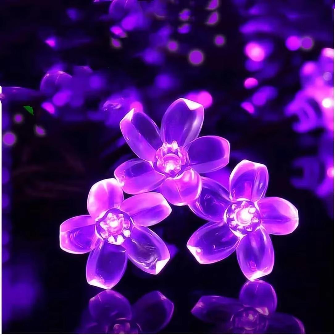 Waterproof Solar Cherry Blossom LED String Lights for Outdoor Decoration фиолетовый