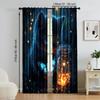 2 Pcs   Versatile Polyester Transparent Curtains for Home Decoration Blue Butterfly & Cat for Use In Bedrooms and Living Rooms