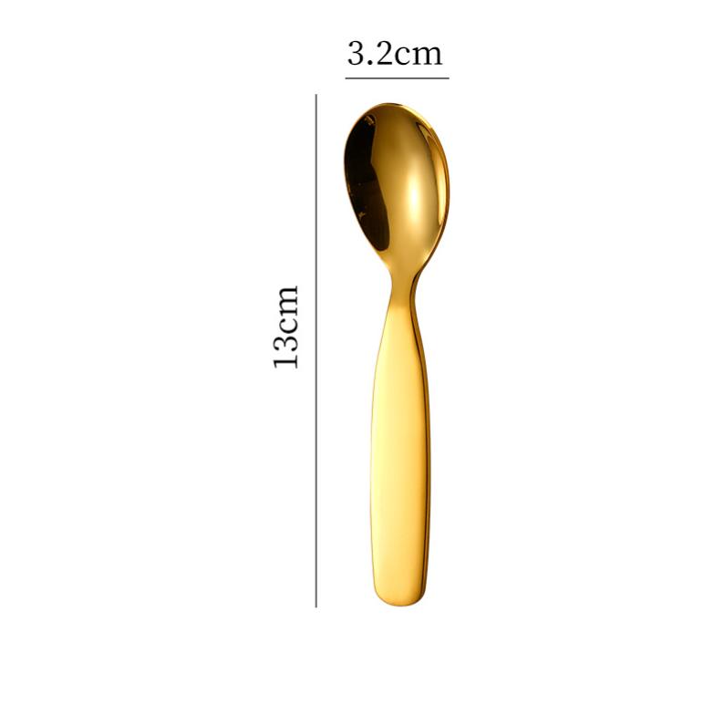 Stainless Steel Spoon Fork Set Short Handle Children'S Tableware Household Baby Food Spoon Soup Spoon
