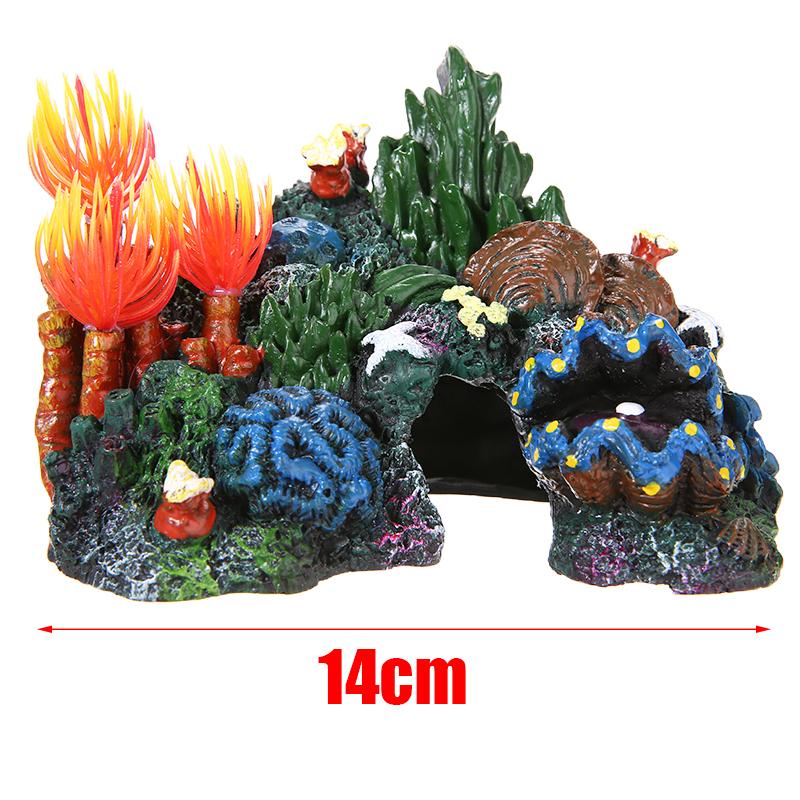 Resin Coral Plant Shell Reef Mountain Aquarium Ornament Fish Tank Cave