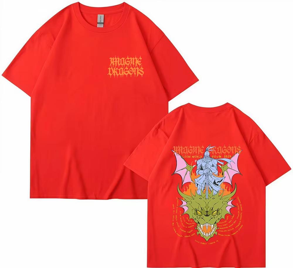 

Imagine Dragons KNIGHT DRAGON World Tour Merch T-shirts Men Women Harajuku Aesthetic Hip Hop Tops T Shirt Summer Comfort T Shirt 4XL